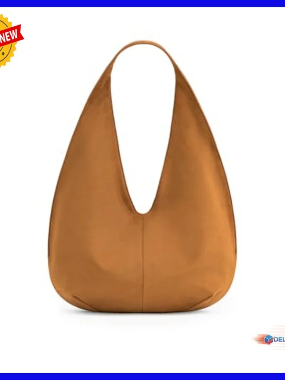 Faux Suede Hobo Shoulder Bag with Magnetic Closure, Fits iPad Pro